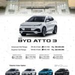 BYD ATTO 3 Mulai ± Rp 500 Juta* SUV listrik, kabin lega, fitur ADAS.